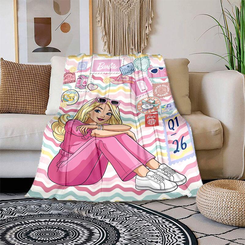 

1pc Barbie Limited Edition Spring 2024 Cartoon Blanket,Portable Throw for Travel & Camping, All Season Cozy Blanket,Ideal Gift 80cmx120cm