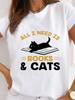 Fashion Short Sleeve Ladies 3D Print Women's T-shirts Cat Graphic Animal Pet Love Style Clothes Summer Female T-shirts