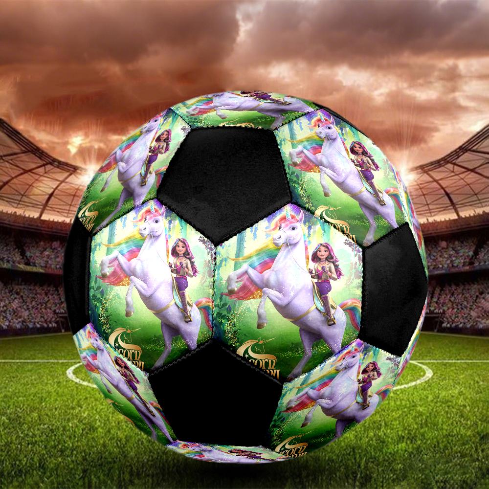 Unicorn Academy Indoor Soccer Ball Colorful Machine Stitched PVC Size 5 Team Training Competition Ready Durable High-Bounce Cool Sports Gift