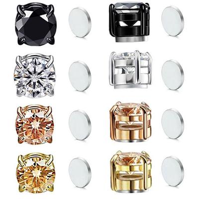 Stainless Steel Zircon Magnetic Ear Clips - No Piercing, Versatile Fashion Ear Studs