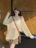 2025 Spring Summer Women's Mesh Cardigan: Lightweight, Loose, Off-the-Shoulder Knitwear with Long Sleeves
