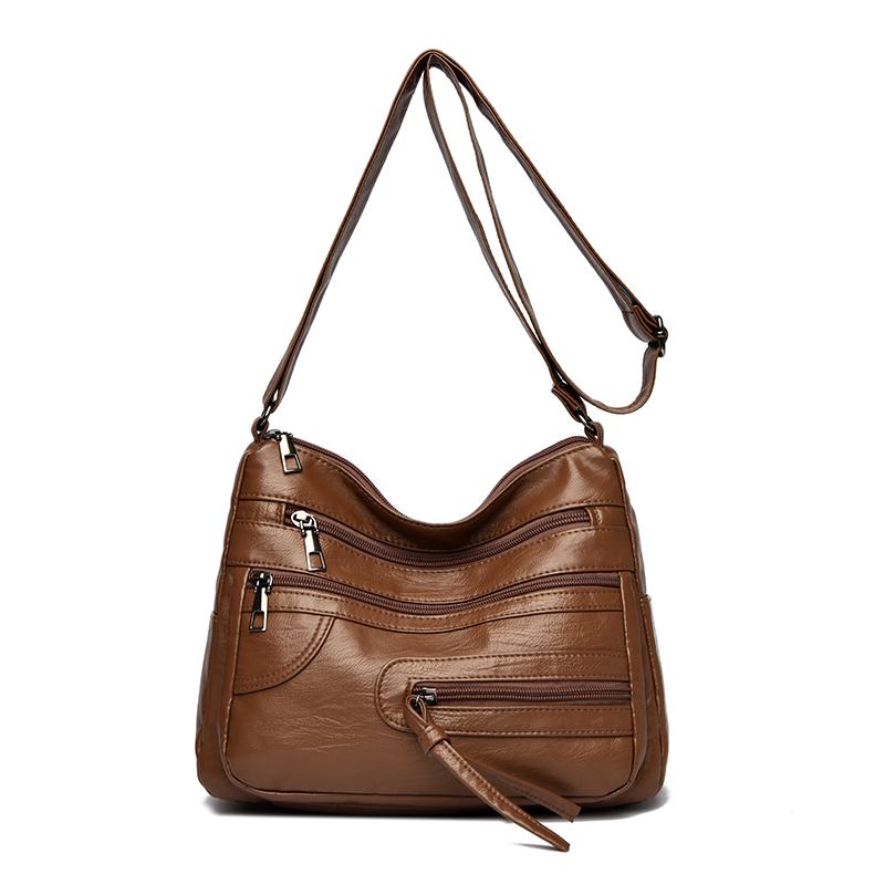 Large Capacity Women's Solid Color Shoulder Bag Multi-Layer Crossbody Bag Multi-Functional Mother Bag