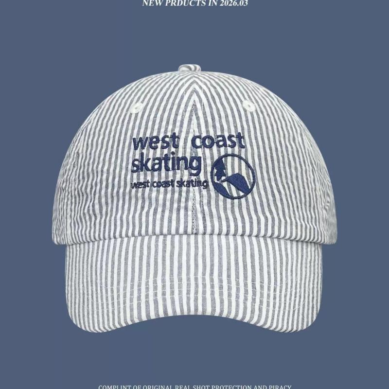 Striped letter embroidered baseball cap women's spring new summer thin breathable sunshade cap tide