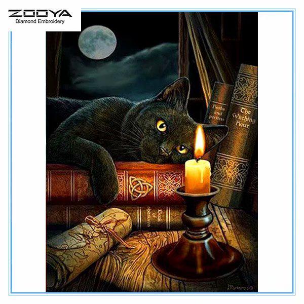 

ZOOYA DIY 3D Алмазная вышивка Черный кот Вышивка крестом Домашний декор