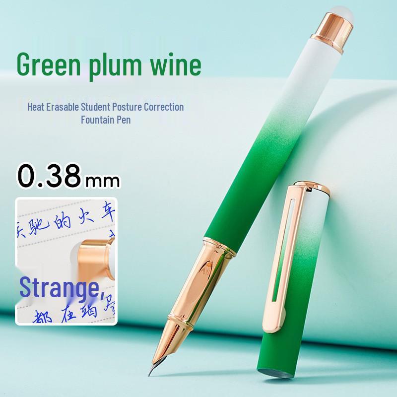 Refillable Ergonomic Fountain Pen for Students - Transparent Colored Plastic Design