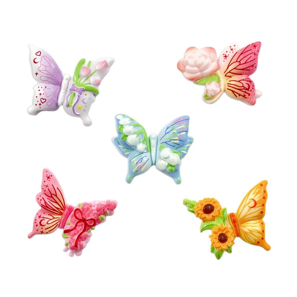 Cartoon Flowers & Butterflies Resin DIY Phone Case & Shoe Charms Hair Accessories Decorations