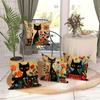 Vintage Schwarze Katze und Blume Kissenbezug Mittelalterliches Abstraktes Design Tägliche Heim Sofa Dekoration Kissenbezug