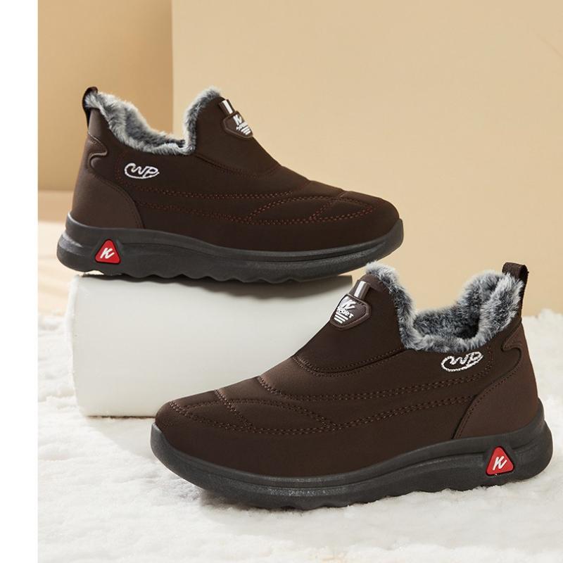 Men's and Women's Plus Size Winter Warm Fur-Lined Snow Boots with Fleece Lining, Ankle Boots, Slip-Resistant Hiking Boots, Cotton Boots