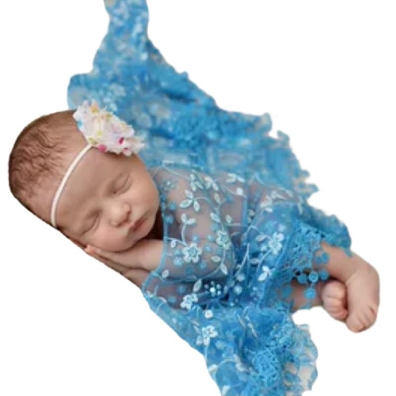 Unique Lace Embroidery Newborn Photography Props Soft Wrapping Cloth Photoshoots Baby Girls Photo Shoot Accessories