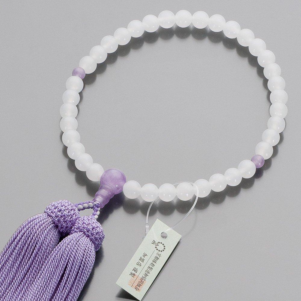 Buddhist Altar Shop Takita Shoten Kyoto Prayer Beads for White Shiunite 7mm Pure Silk Headed Bead Bag Can Be Used by All Certificate Included Women,