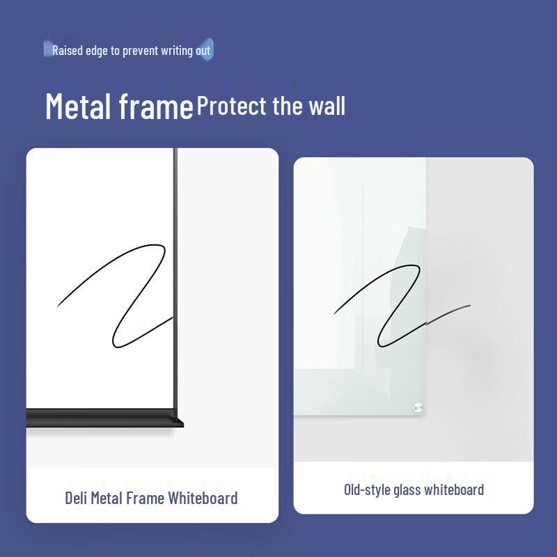 Deli 90x60cm Magnetic Tempered Glass Whiteboard