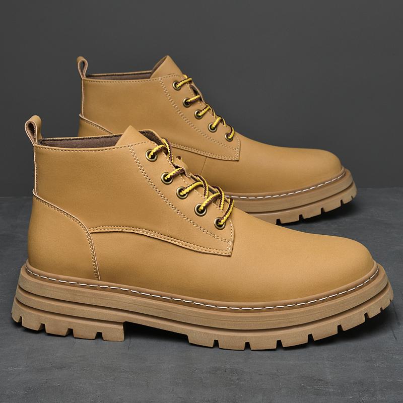 Fashion New Arrival Men's Motorcycle Boots Handsome Male Biker Boot Non-Slip Thick Sole High Top Shoes Comfy Casual Leather Short Botas