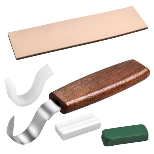 SPEEDWOX Hook Knife, Spoon Carving Tool, Curved Right-Handed Hook, Woodworking Set, Wood Carving Kit with Curved Wood Handle and Stainless Steel, for