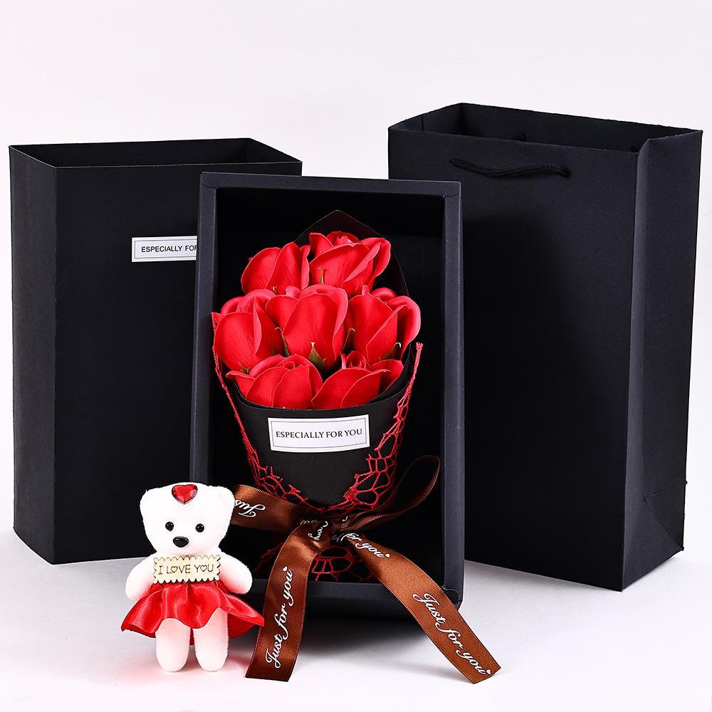 7PCS Rose Soap Bear Bouquet Gift Set for Mother's Day