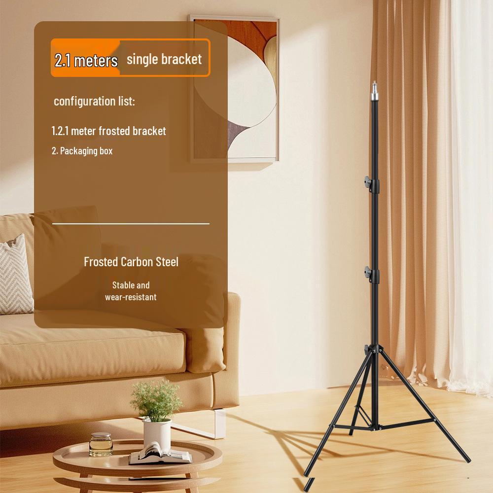 2.1-Meter Portable Floor Tripod with Fill Light for Outdoor Live Streaming & Vlogging
