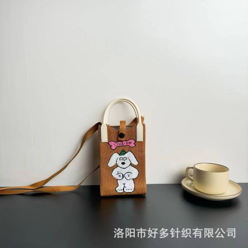 Premium Sense Ns Mobile Phone Bag New Cartoon Knitted Bag Dopamine Niche Versatile Messenger Shoulder Bag Handbag
