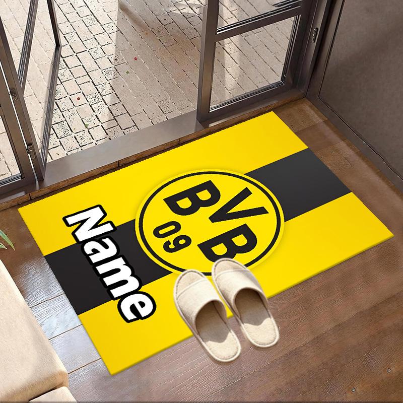 Custom Name Personalized Borussia Dortmund Print Carpet, Versatile Home Decor Rug, for Playroom, Apartment, Balcony, Entryway, Hallway Gift