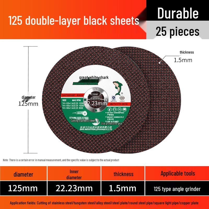 

Great White Shark 125mm Cutting Disc for Angle Grinders - Stainless Steel & Metal Cutting Wheel