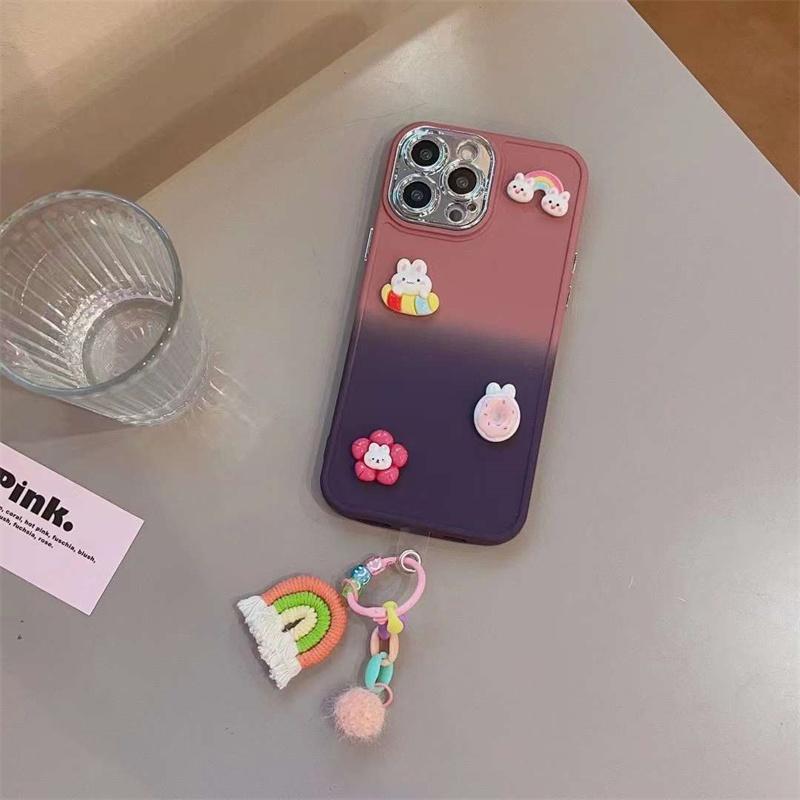

Модный милый градиентный 3D Радужный кулон чехол для телефона для iPhone 14 13 12 11 Pro Max X XS XR XS Max 8 7 Plus Мягкий силиконовый противоударный чехол iPhone 14 Pro Max фиолетовый