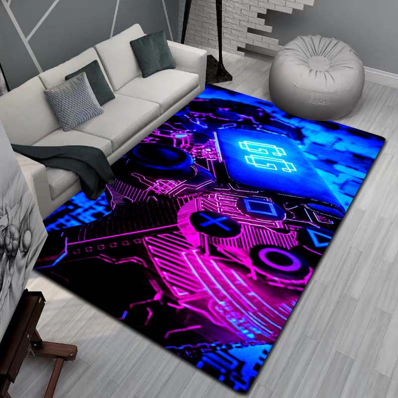 Gaming Teppich für Jungenzimmer Gamer Teppich mit Gamecontroller Teppich für Spielzimmer Esports-Raum und Jungen Spielzimmer-Themen Schlafzimmer Bodenmatte