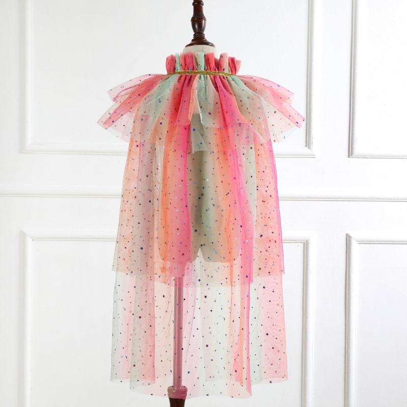 Princess Cape, Colorful Princess Cloak Girls Glittering Princess Dress Up Cape