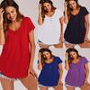 Stylish Women's Summer Short Sleeve Blouse In Vibrant Colors Plus Size Casual Tunic