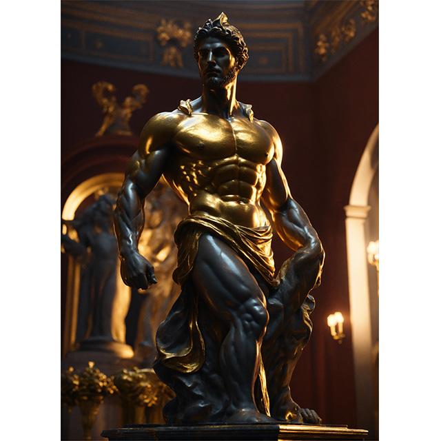 Stone Gold Statue Muscular Greek God Statue Prints Poster Canvas Painting Modern Wall Art Picture Living Room Bedroom Home Decor