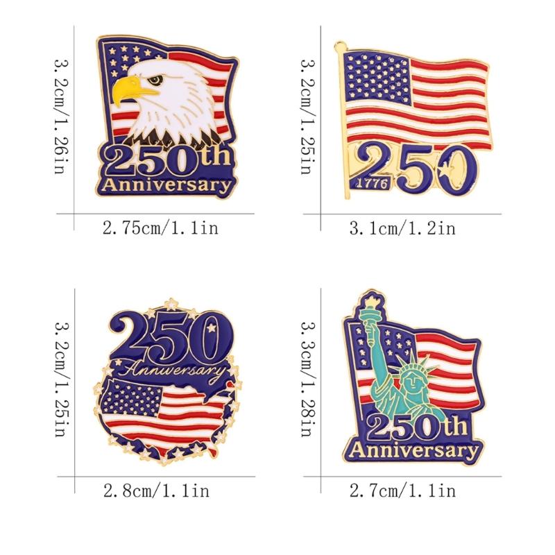 250Th Anniversary Patriotic Brooch With Adjustable Pin Metal Badge For Suits Scarves Backpacks And Collectibles
