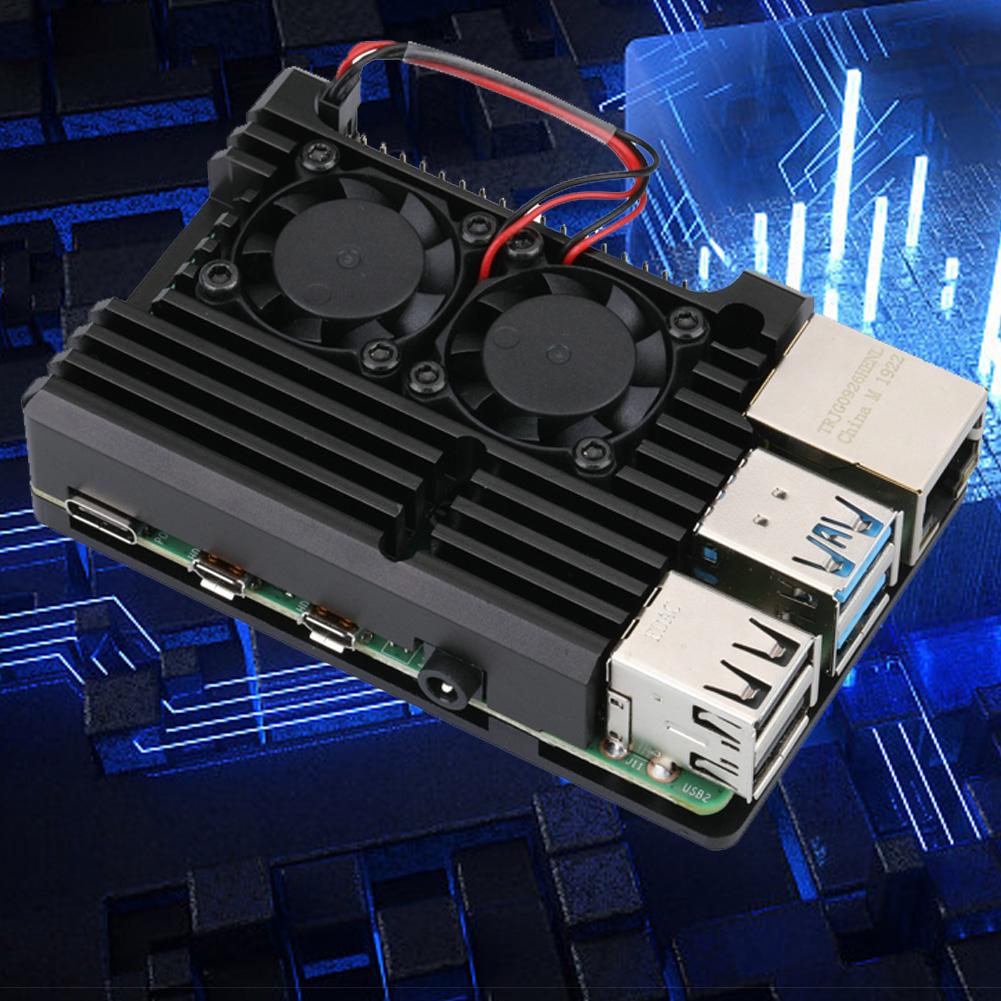 Black Aluminum Alloy Case Ultra Thin Design Fit for Raspberry Pi 4 Model B B Heat Dissipation