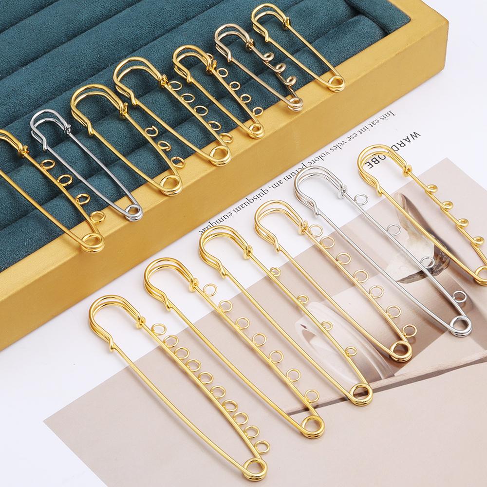 5-10pcs/lot Gold Safety Pins Brooches Blank Base Brooch Pin with Holes Fasteners Pin For DIY Jewelry Making Supplies Accessories