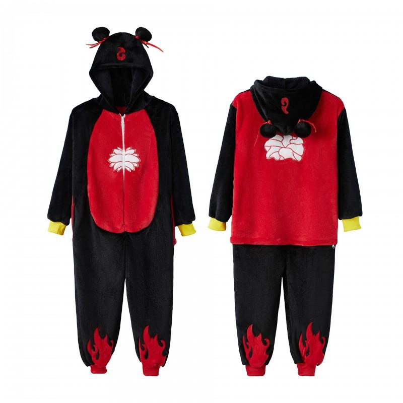 Cozy Cartoon Fleece Onesie Pajamas Couples Winter Home Sleepwear With Cow Nezha Capybara Disney Characters