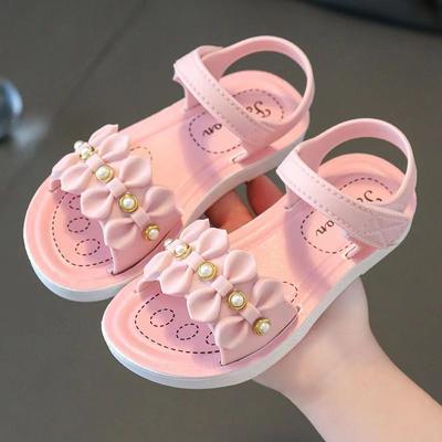 New Summer Fashion Beading Decoration Sandal For Aged 3-7 Girls Children Slippers Soft Non-slip Seabeach Flip Flops Kids Shoes