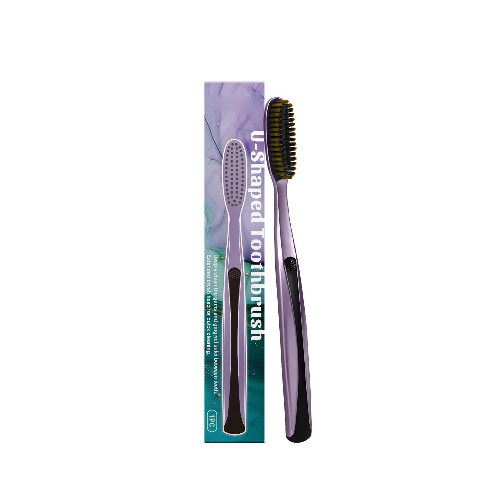 

U-образная зубная щетка с длинной головкой и мягкой щетиной для чистки зубов, U-образная длинная головка для чистки десен и удаления налета с языка One Size