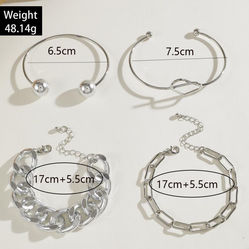 Exaggerated chain bracelet set, punk heart-shaped open bracelet bracelet wholesale