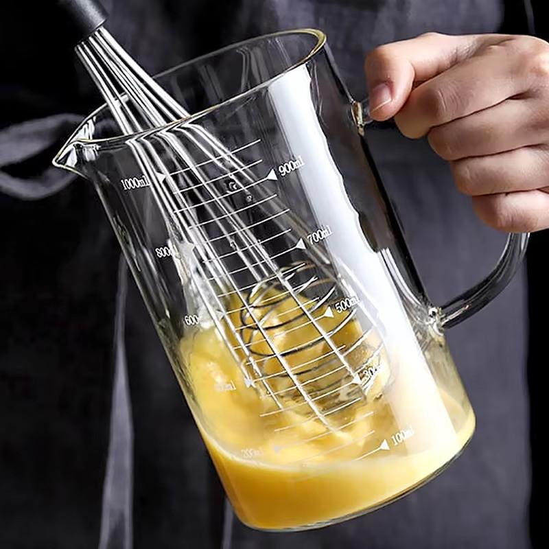 250/350/500/1000ml Glass Measuring Cup with Lid Heat-resistant with Scales Laboratory Beaker Handle Measuring Mug