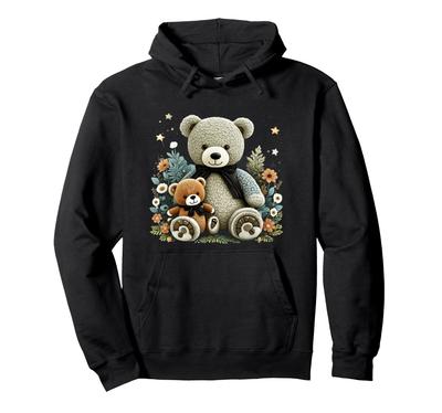 Vintage Floral Cottagecore Hoodie for Teddy Bear Lovers