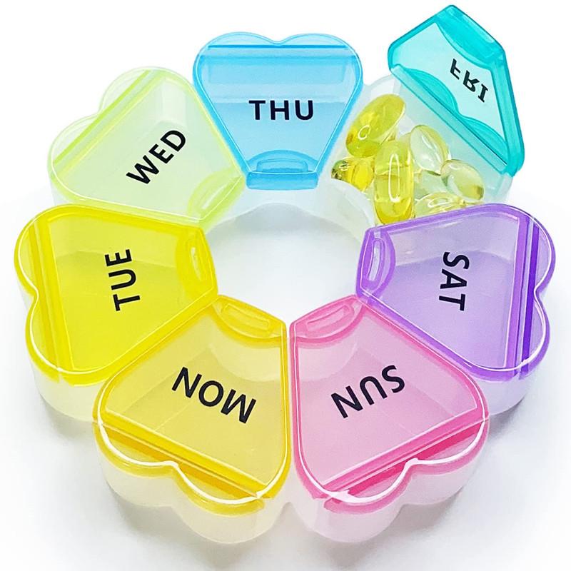 

Красочный органайзер для таблеток на 7 дней в форме лепестков с семью отделениями