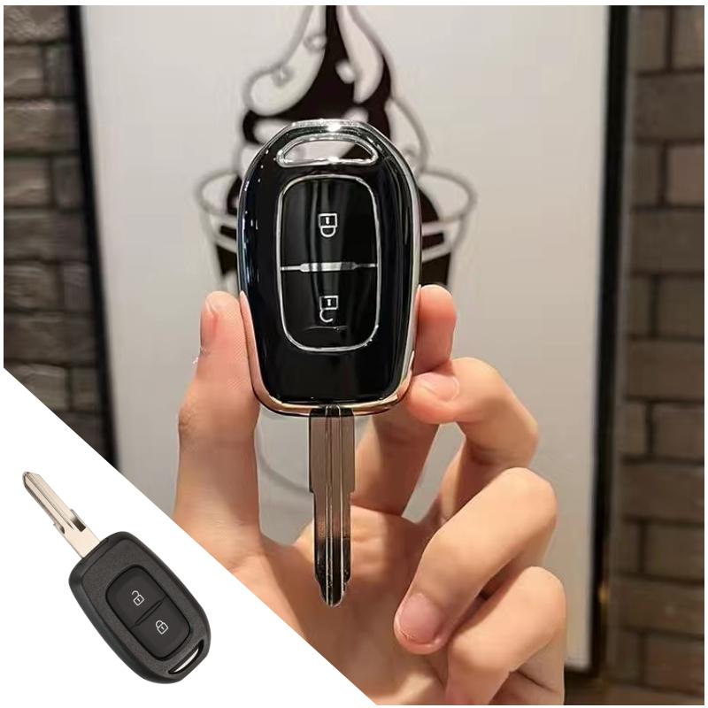 2 Bottons Silver Tpu Auto Key Fob Cover Case Fit For Renault Fit For Renault Sandero Symbol Trafic Dacia Logan Auto Accessories