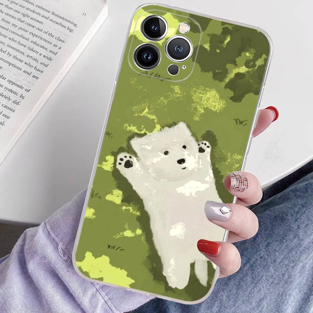 Cute Cartoon Puppy Transparent Soft Phone Case For iPhone 15 12 14 16 17 13 Plus 11 Pro Max 13 Pro
