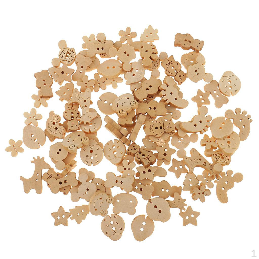 

100 шт. деревянные пуговицы смешанные животные для шитья своими руками