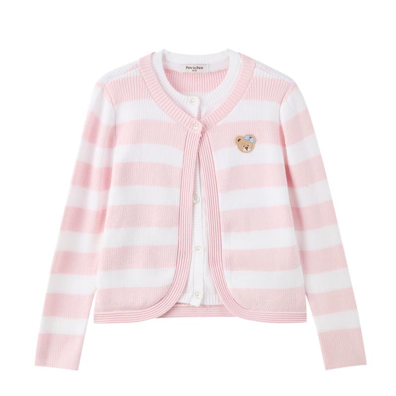 PawinPaw Girls  Cartoon Bear Faux Two-Piece Knit Cardigan 150