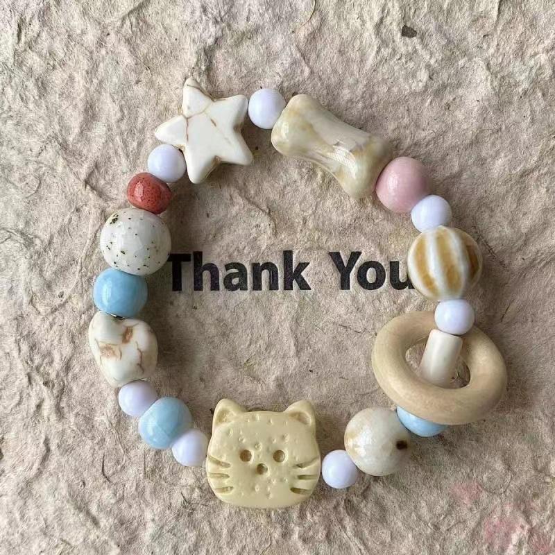 Jingdezhen bracelet ceramic bracelet biscuit cat series niche cute versatile design bracelet