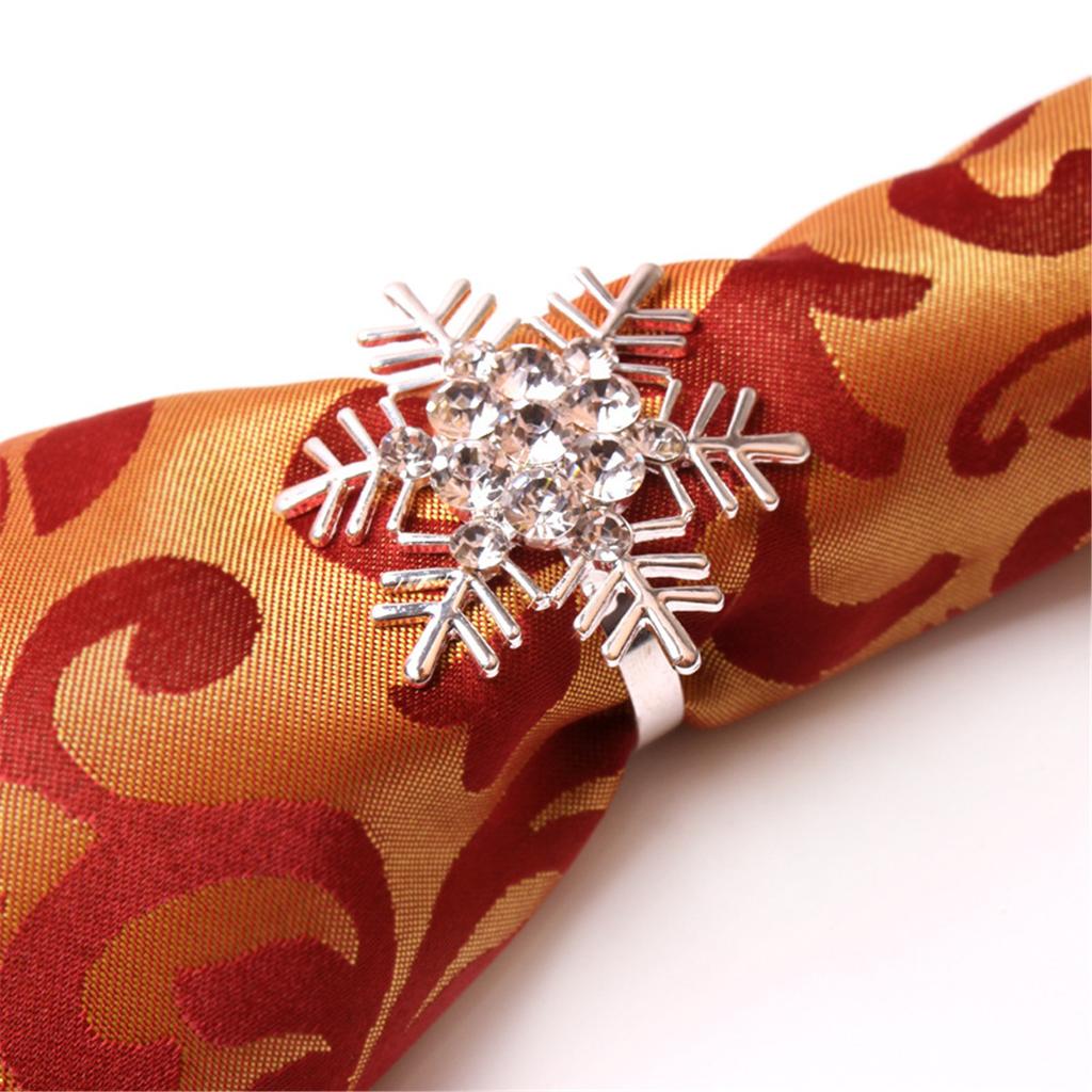 Snowflake Napkin Rings Sparkling Napkin Holders Buckles Party Table Xmas Charm Decor