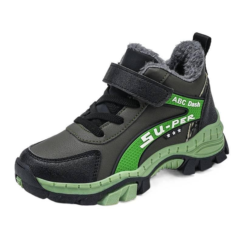 Boys Winter Warm Thick Fleece-Lined Snow Boots Non-Slip Outdoor Slip-On Shoes Kids Ages 4-16