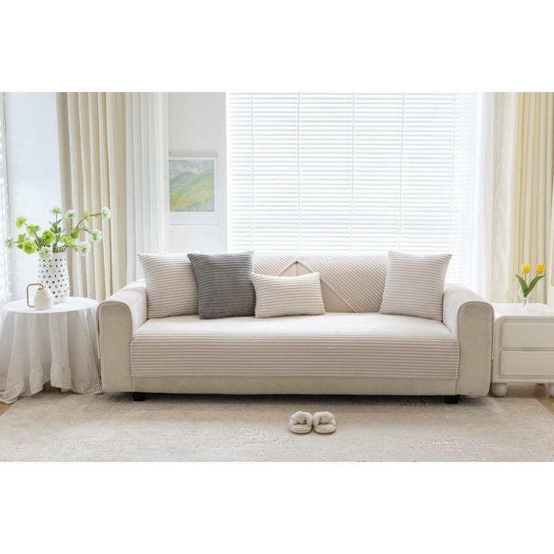 Simple Nordic Plush Sofa Cushion Winter Solid Color Versatile Gray Thickened Non-slip Cushion Modern Sofa Cover Cover