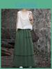 Cotton Linen Summer Midi Skirt With Sand Frying And Worn Look For Casual Wear