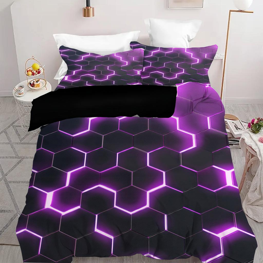 Comforter Cool Grid 3D Visual Effect Printing Vibrant Color Scheme Style Bedding Polyester Comfortable
