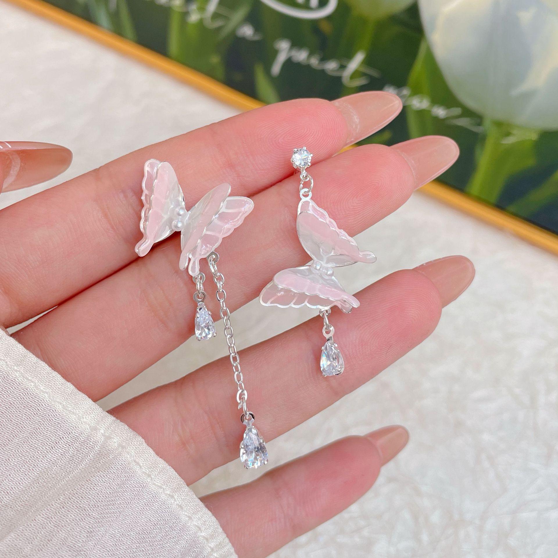 

Серьги-бабочки с фиолетовым градиентом: Элегантные серебряные серьги-иглы для женщин со свежим, милым и сказочным очарованием