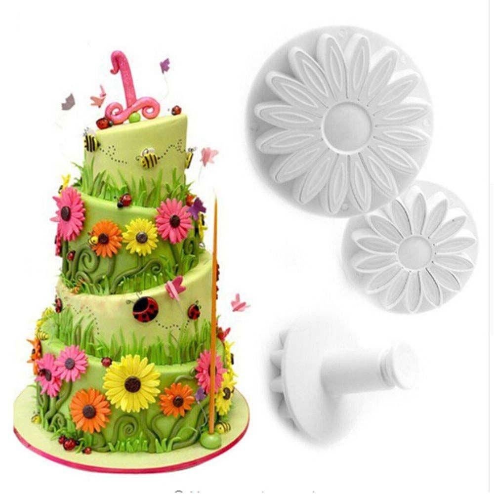 3pcs/set Baking Tool Food Kitchen Plunger Cake Decoration Cookie Cutter Fondant Mold Biscuit Mould