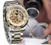 FORSINING Winner Retro Manual Skeleton Watch with Diamond Carving Flower Craft Roman Numerals Silver White Men